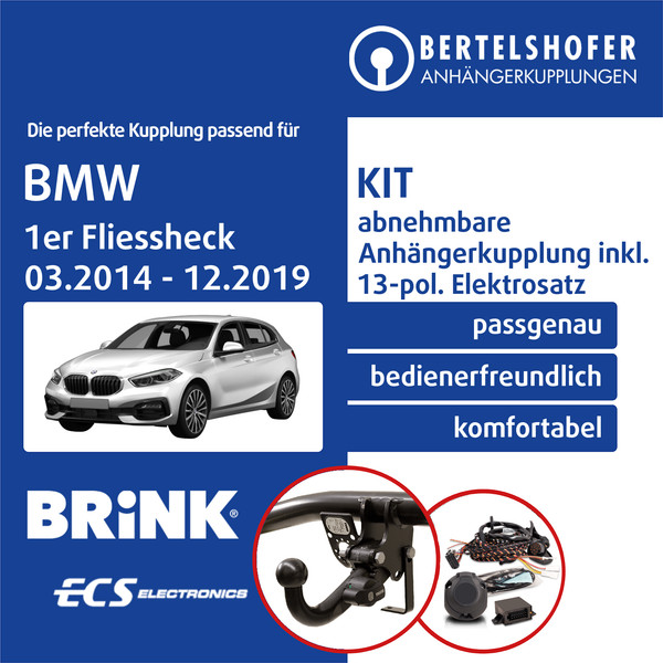 FüR BMW 1Er Fliessheck Typ F20/F21 03.2014-12.2019 AHK Abn +13Pol Sp. E-Satz KPL-image
