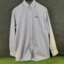 Chaps Dress Shirt Mens XXL Blue Pinstripe Easy Care Long Sleeve Stretch VTG