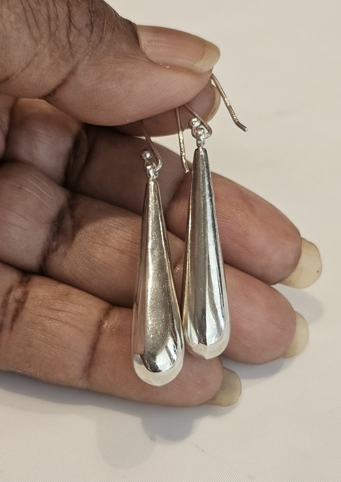925 Solid Teardrop Earrings (E250) - image 10