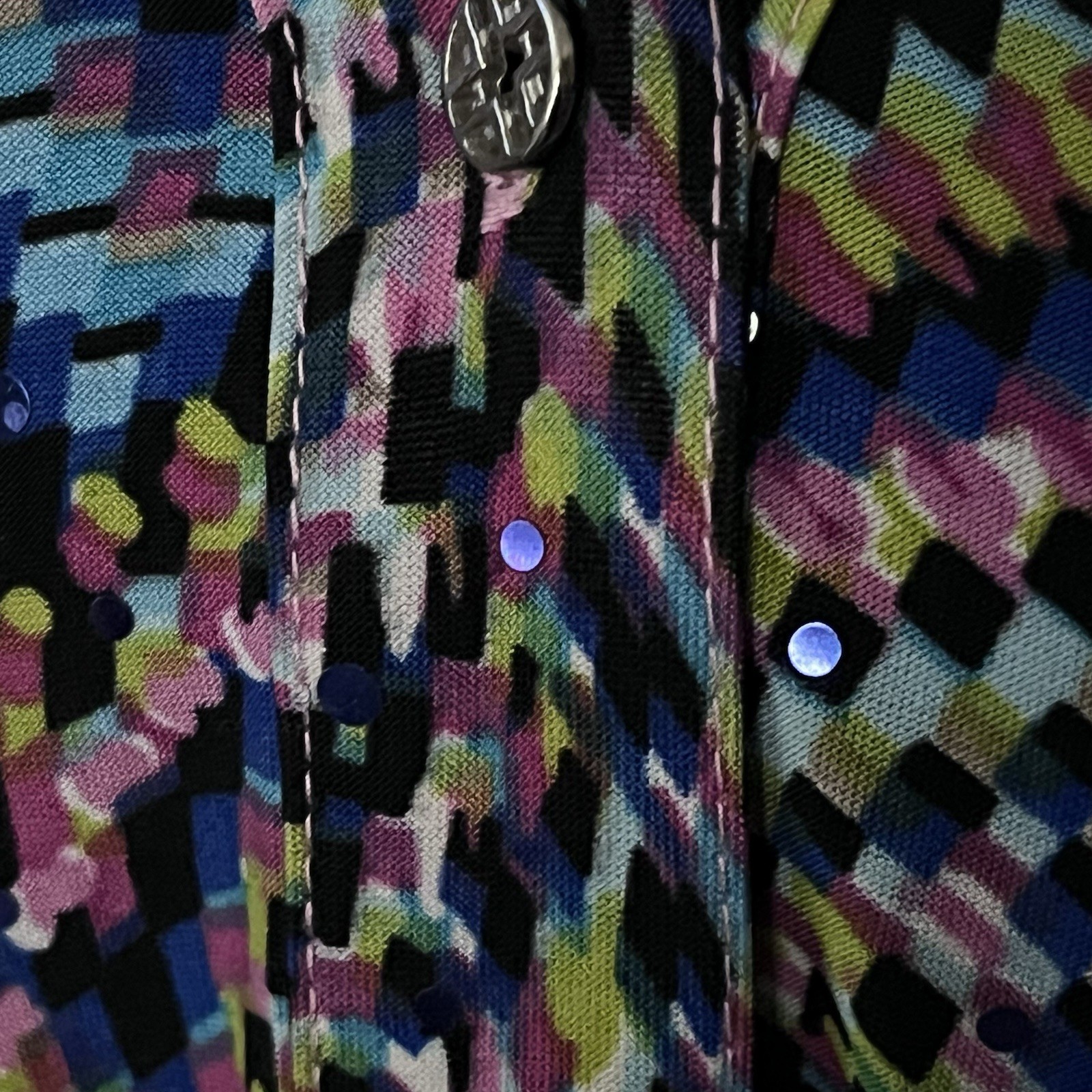 Multicolor Chevron Zigzag Tunic Blouse Button Fro… - image 4