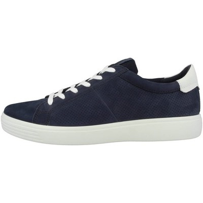 ECCO Mens' Soft Classic Summer Sneaker - Night Sky Cow Nubuck/White Cow Nappa