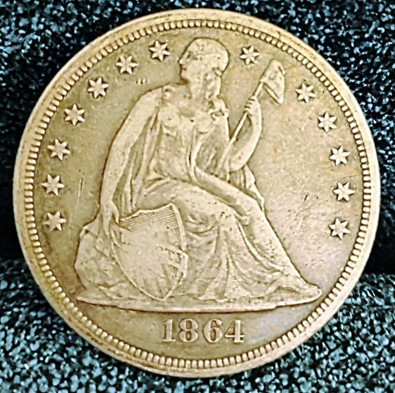1864 Seated Liberty Dollar VF++ in Grade All Orig Much Civil War Era Better Date