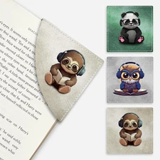 Cute Sloth Owls Panda Corner Bookmarks, Funny Leather Book Accessories for Book