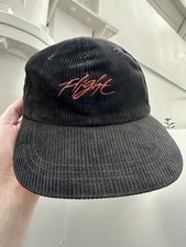 Vintage 80's Nike Flight Black Corduroy Snapback Zipper Strap Hat Air Jordan