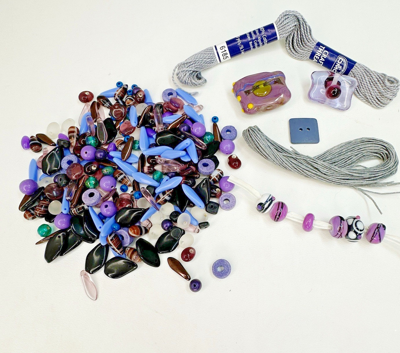 Stephanie Sersich Spiny Knotted Bracelet KIT w/Extra Beads Purple Blue Black