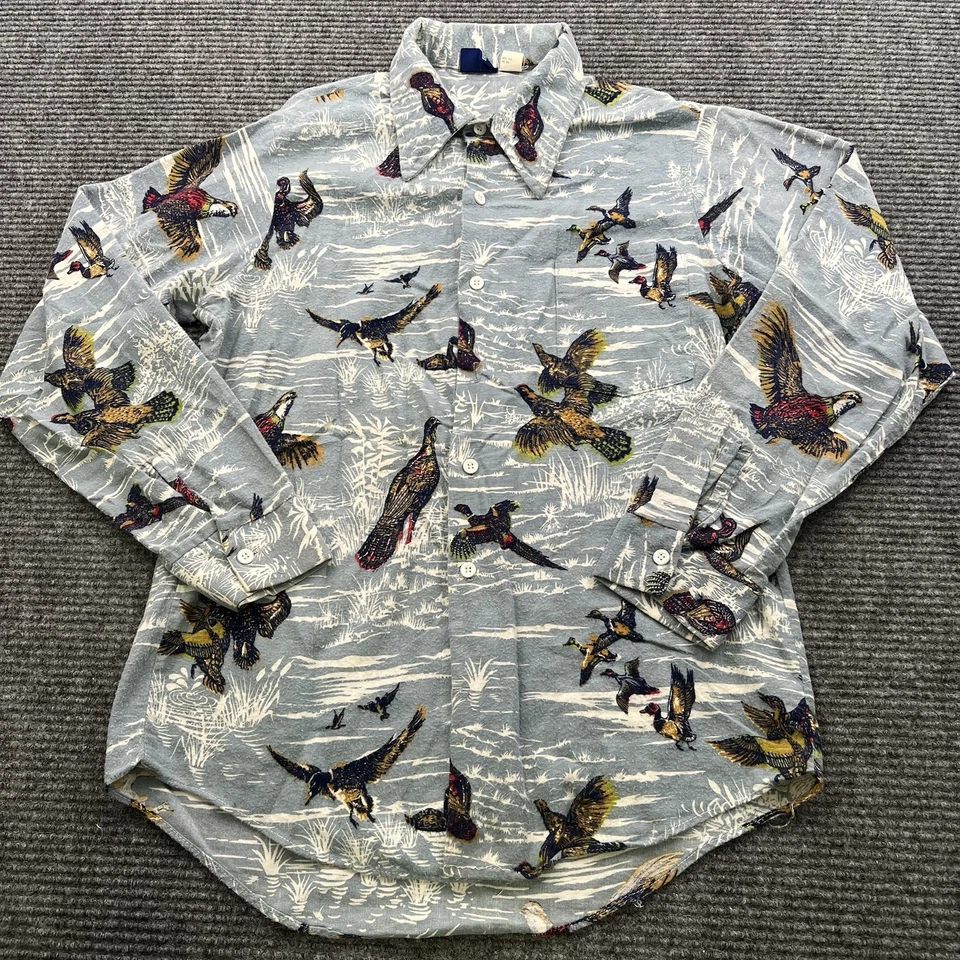 Cuello de punta de pantano medio azul vintage para hombre escena de pájaro pantano todo el agua Foto 2 de 4