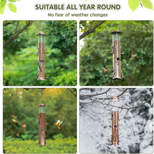 MIXXIDEA Metal Wild Bird Feeder, Squirrel Proof, Hanging 6 Antique Copper - Picture 6 of 9