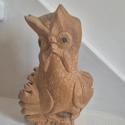 Statuette chouette en bois sculpté, figurine décorative, 1 pièce - Photo 1/4