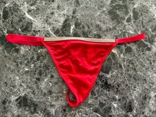 Victoria s Secret Red Rhinestone Shine V String Thong Panty Size Small Valentine