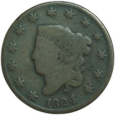1824 Liberty Head Large Cent Very Good Condition *JE