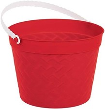 Amscan Egg-stra Special Easter Party Weave Design Bucket Favor, Red, 6" x 8"