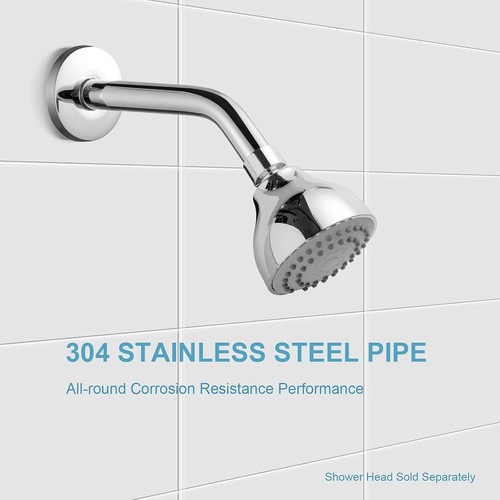 OFFO Shower Arm with Flange, 6 in Wall Mount Replacement Angle 6 in, Chrome - Picture 3 of 7