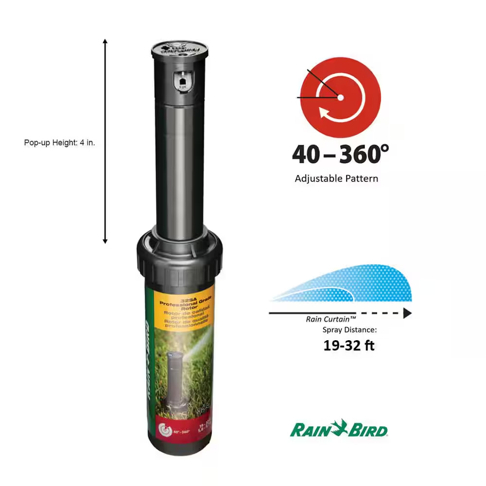 32SA 4 In. Pop-Up Gear-Drive Rotor Sprinkler, 40-360 Degree Pattern, Adjustable