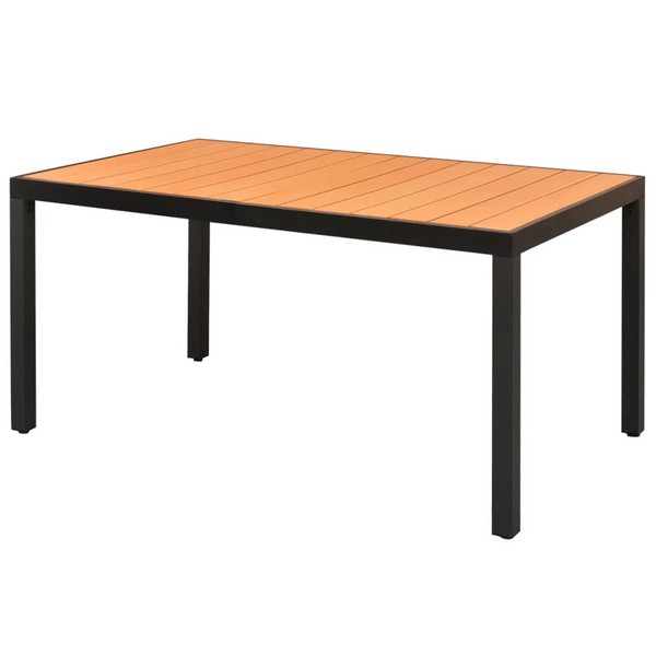 Gartentisch Braun 150X90X74 Cm Aluminium WPC Rechteckiger Terrassentisch-image