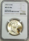 1957-D Franklin Half Dollar NGC MS63FBL Full Bell Lines Frosty New Holder #S293A