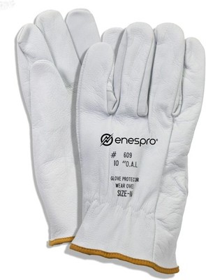 DWH10L9 Leather Protectors, 10'', Size 9 Gloves, White