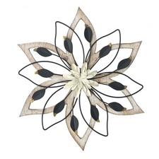 Whitewash Flowers Wood Wall Decor, Metal Rustic Wall Art Farmhouse Wall Decor...