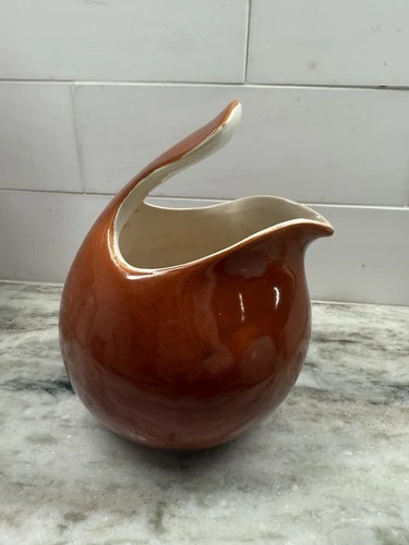 Town and Country Pitcher by Eva Zeisel for Red Wing Pottery Rust Brown Rare