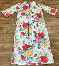 Vintage Evelyn Pearson House Coat Dress Floral Zip Front USA Go Coat
