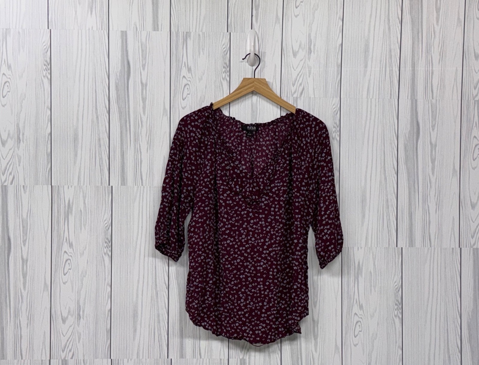 Ana a new approach top womens size large long sleeve floral patterned