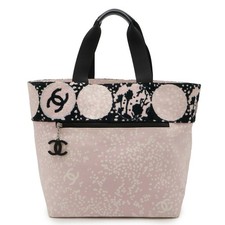 Chanel Canvas Pile Coco Mark Tote Bag Women Pink One Size