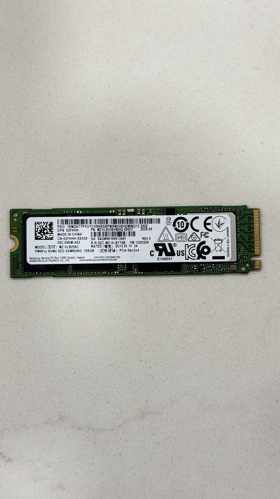 Solid State Drive SSD NVMe M.2 256GB Mixed. Windows 11