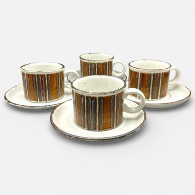 Stonehenge Midwinter Earth Cups And Saucers Set Of 4 MCM Stoneware