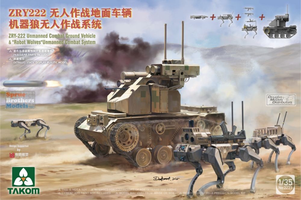 1/35 中国 人民解放軍 100式 ZRY-222 プラモデル 完成品 タコム TAK02223 1:35 Takom ZRY222 Unmanned Combat Ground Vehicle & Robot