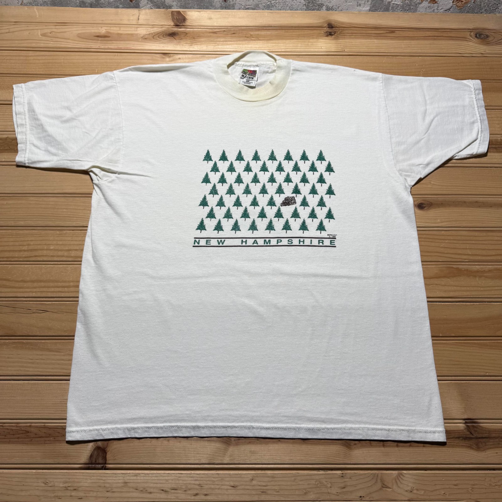 Vintage 90s New Hampshire Pine Tree Forest Nature Graphic Souvenir T-Shirt - XL