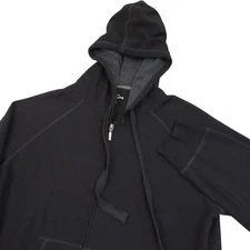 Eddie Bauer Black Full Zip Hoodie Fleece Lined Hood XL