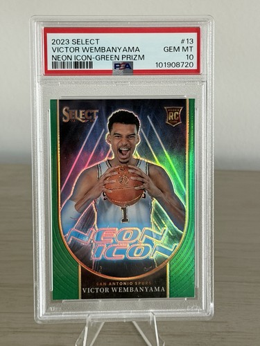 2023-24 Select Victor Wembanyama #13 Neon Icon-Green Prizm Rookie RC PSA 10 💎