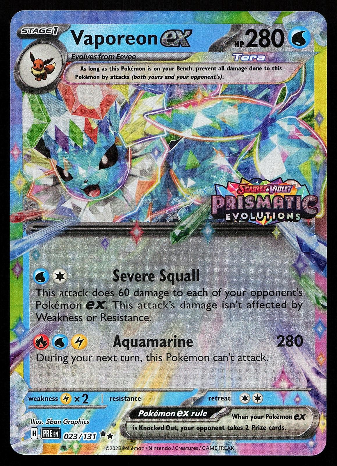 Vaporeon ex 023/131 Holo Promo Prismatic Evolutions Stamped Pokemon Card