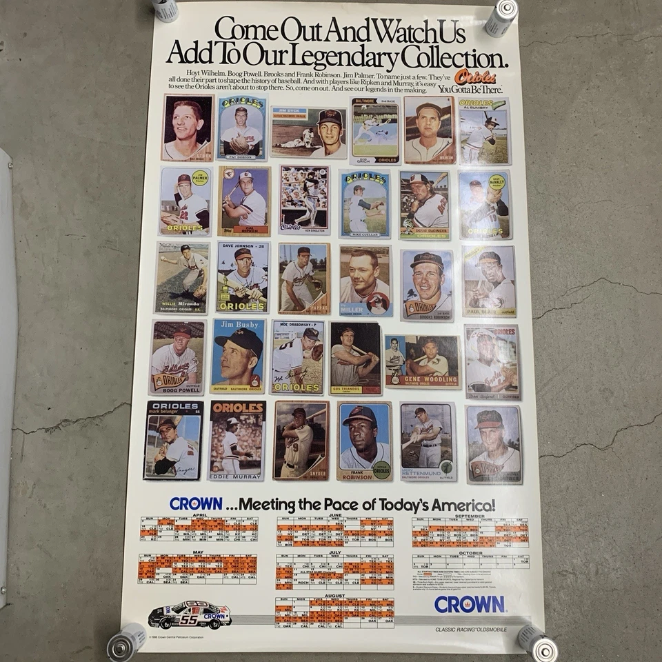 Vintage 1988 MLB Baltimore Orioles Cards Crown Classic Racing Advertising Poster - Image 2 of 4