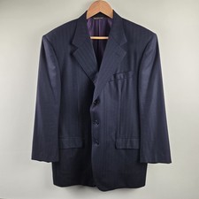 Mabro Loro Piana Pinstriped Suit Jacket Mens 46R Blue Super 120s Wool Luxurious