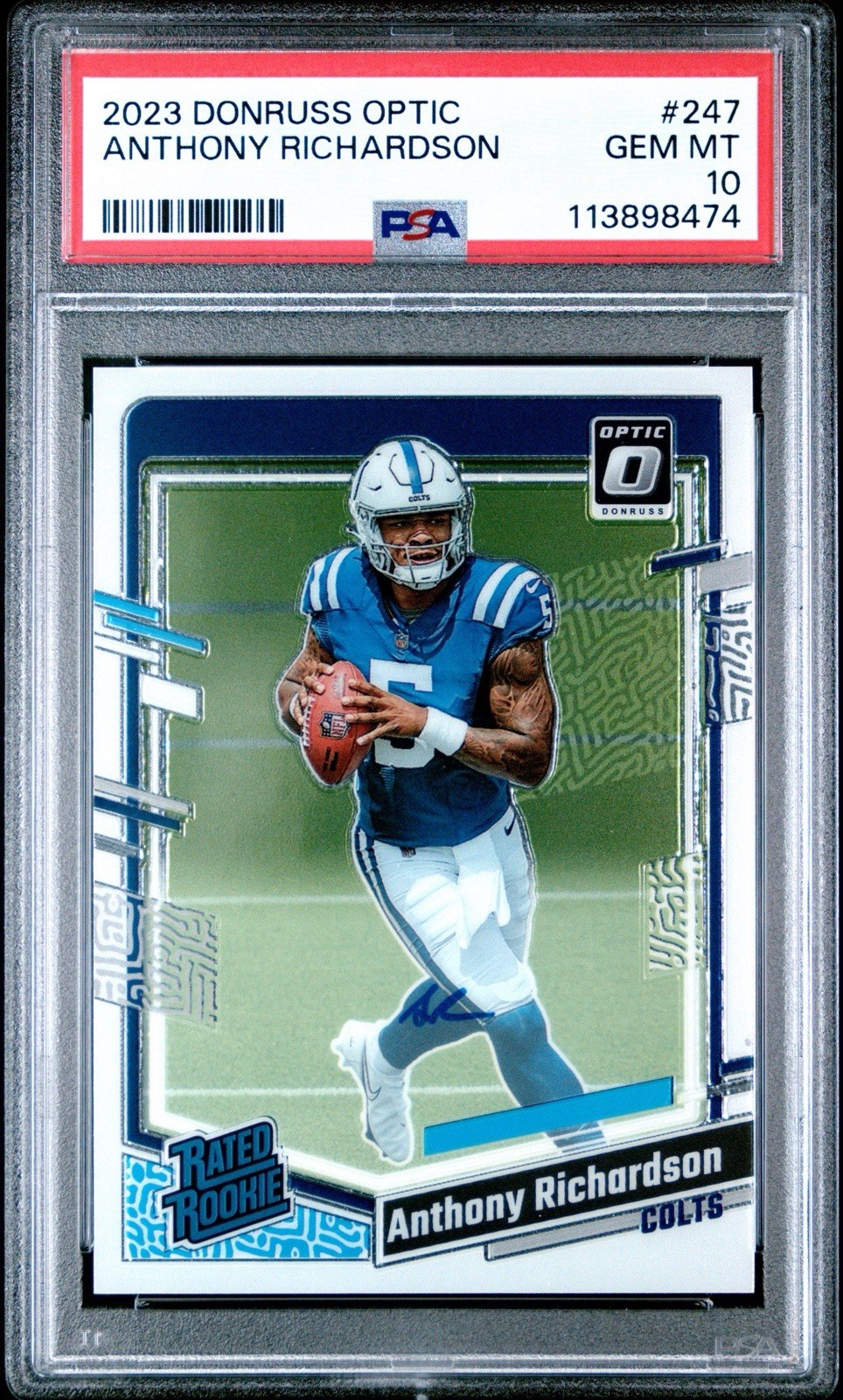 2023 Panini Donruss Optic Anthony Richardson #247 Rated Rookie Auto /99 PSA 10