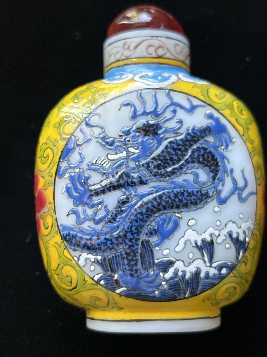 蓝色古董中国鼻烟壶| eBay