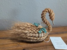 Handmade Woven Wheat Corn Dollie Swan Vintage, Primitive Europe