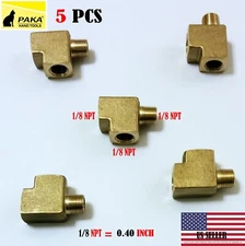 Solid Brass Street Pipe Tee 1/8" NPT Male X 1/8" NPT Two Female air fuel (5 PCS)