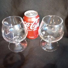 Set Of 2 Brandy Snifters Vintage Clear Glass Bar 5" Tall EUC 