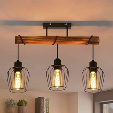 E27 Deckenlampe Holz Wandleuchte Tischlampe S...