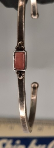925 Sterling Silver Coral Roger Skeet Signed Jewelry Stamped Cuff Bracelet 9.4g - Picture 2 of 5