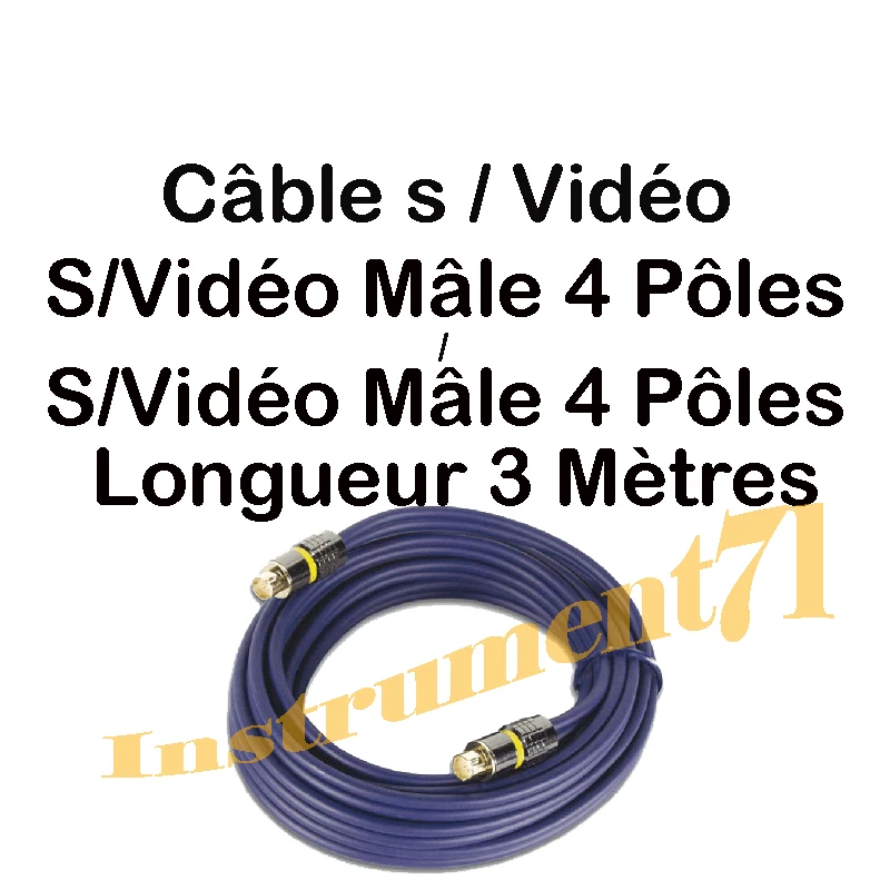 Câble s/Vidéo Long 3 Métres Fiches Dorés Haute Qualité - Photo 1/1