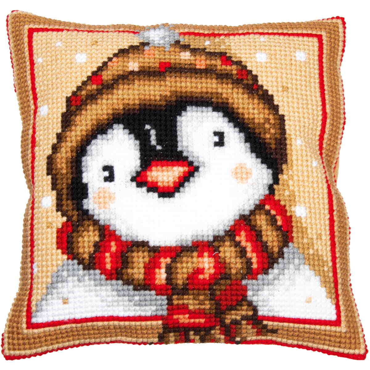 Vervaco stamped cross stitch kit cushion ""Penguin"", 40x40cm, DIY