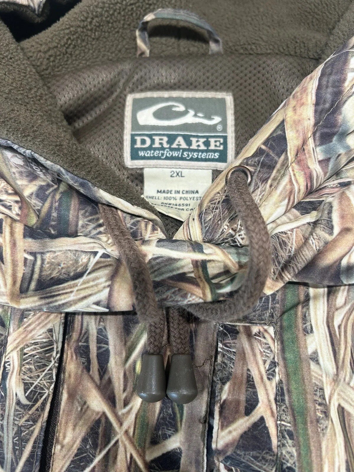 Drake Waterfowl Pullover Jacket Hooded Fleece Lined 2XL Mossy Oak