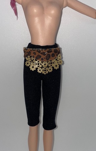 Barbie Gloria Estefan Tribute Doll Outfit Black Capri Pant Leggings Leopard Belt