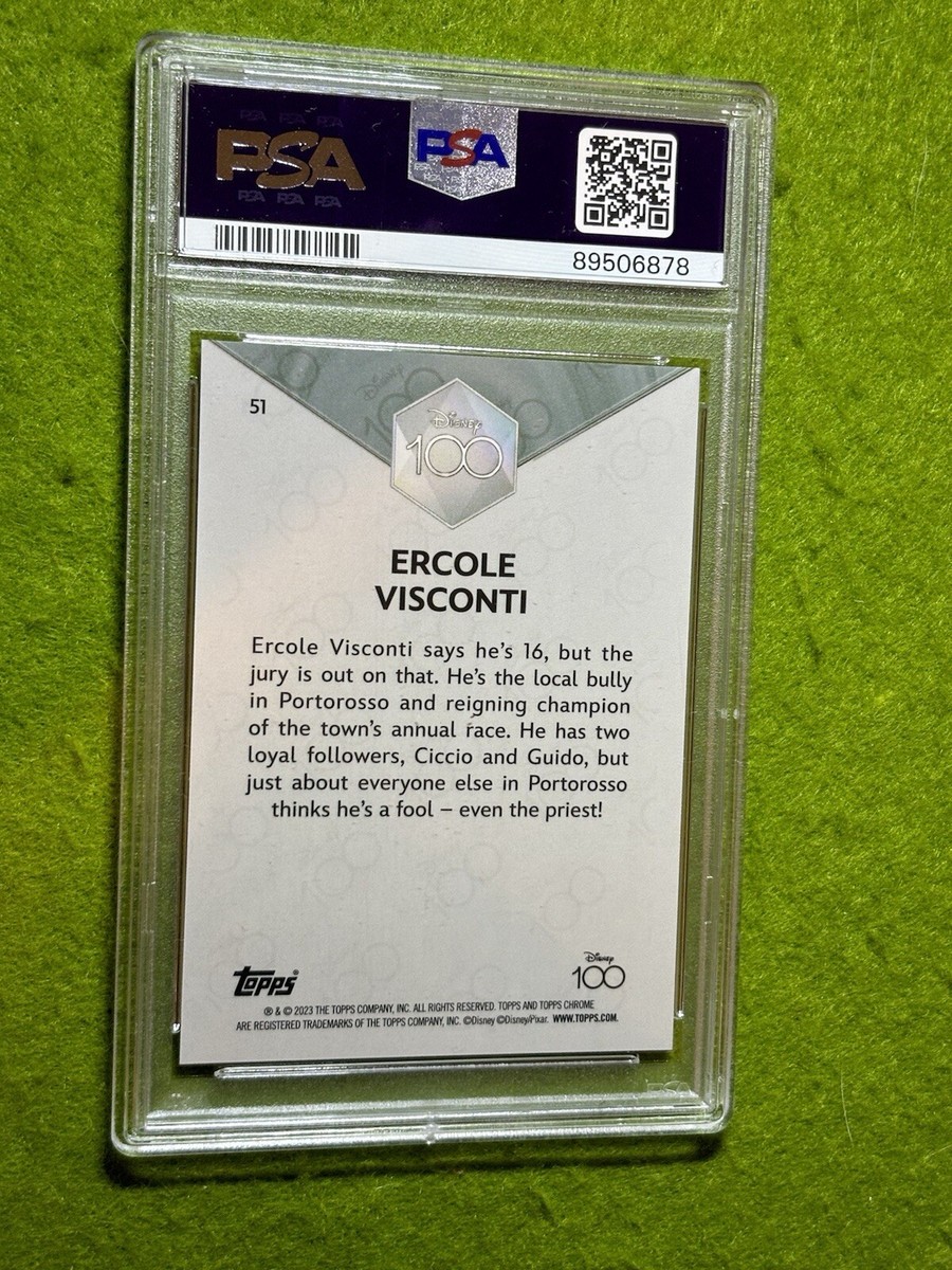 Ercole Visconti PSA 9 Disney 100 PURPLE #/299 REFRACTOR 2023 Topps