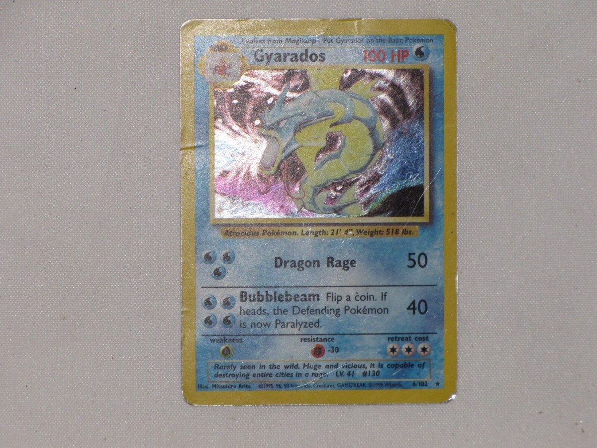 Gyarados 6/102 Pokemon Base Set Card Holo Holographic 1999 Rare | eBay