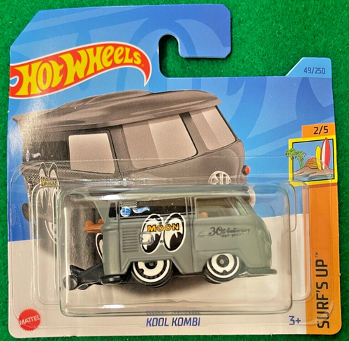 Hot Wheels Kool Kombi – Surf‘s Up 2/5, Short Card, Mooneyes-Design, VW Volkswagen In Grau, Mattel 2023 – Reines Sammlerstück