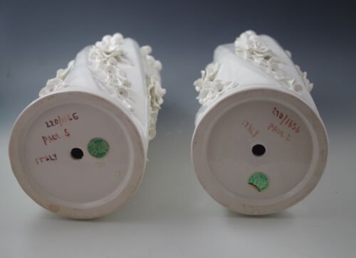 VINTAGE ITALY CERAMIC BLANC DE CHINE SET OF 2 LAMPS-LAMP BASES RAISED DESIGN #2 - Picture 10 of 10