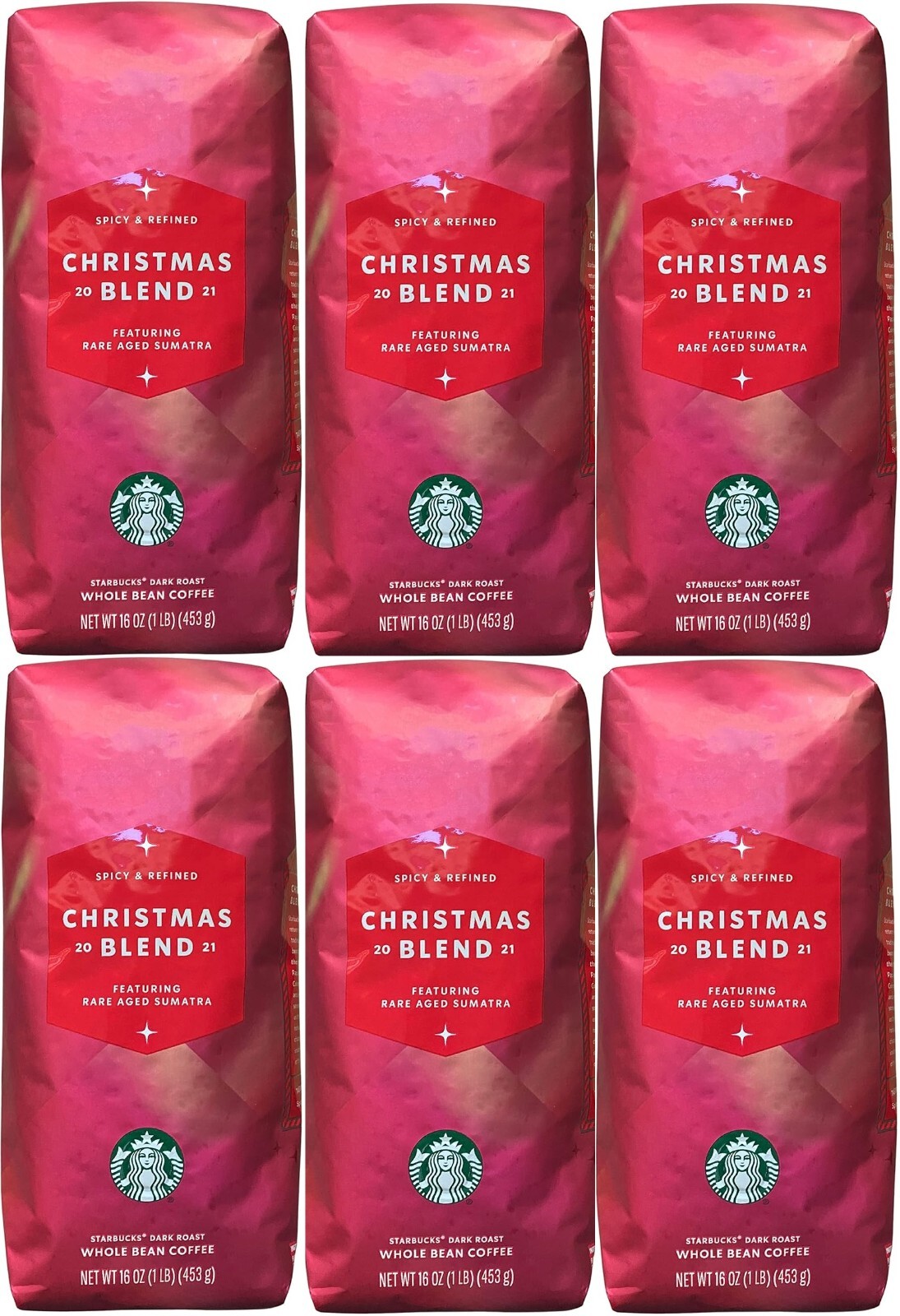 Starbucks Christmas Blend 2021 Whole Bean 16 oz Featuring Rare & Aged